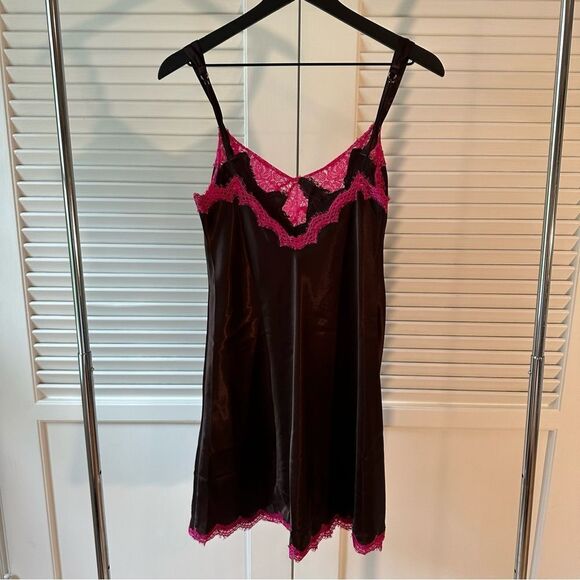 Morgan Taylor Intimates Brown and Pink Slip Dress - Picture 5 of 9